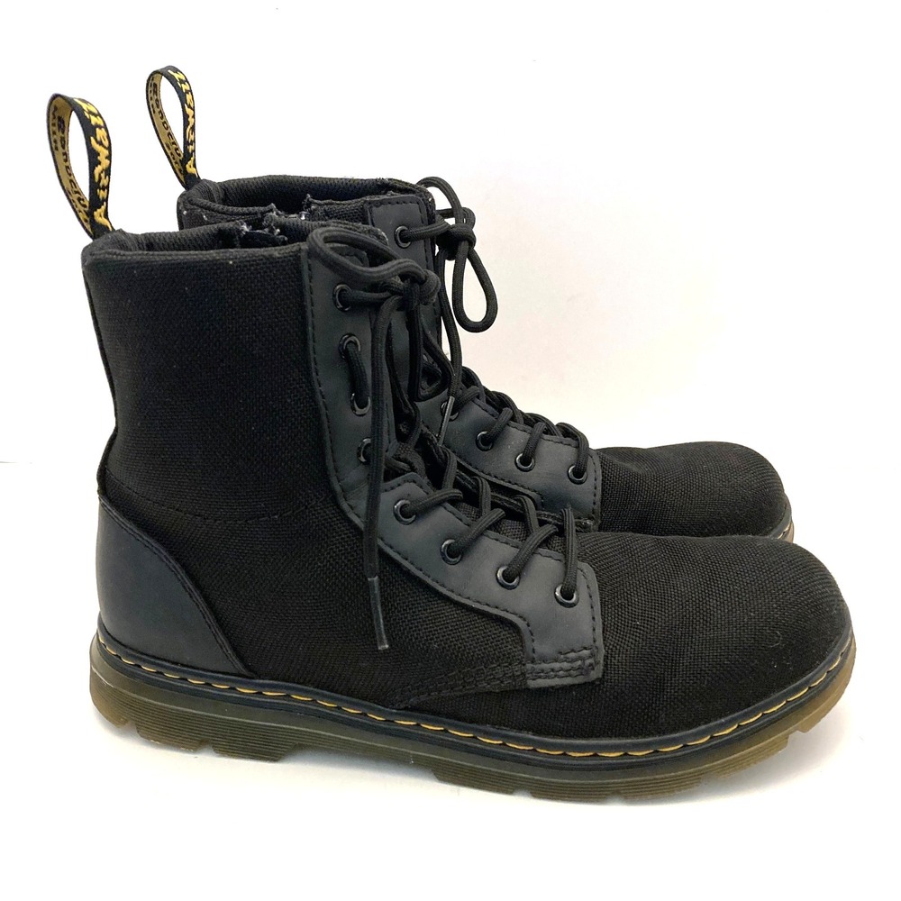 Dr. Martens COMBS Y Black Fabric Lace Up‎ Combat Boots Womens 7 EU 38 Youth 6